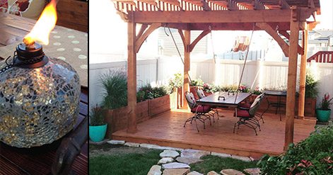 Awe Douglas-Fir Pergola, Planters, Deck & Suspension Table