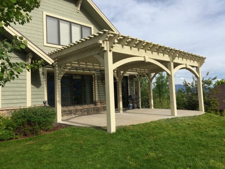Custom Stain Timber Frame Pergola in “Garden of Eden”