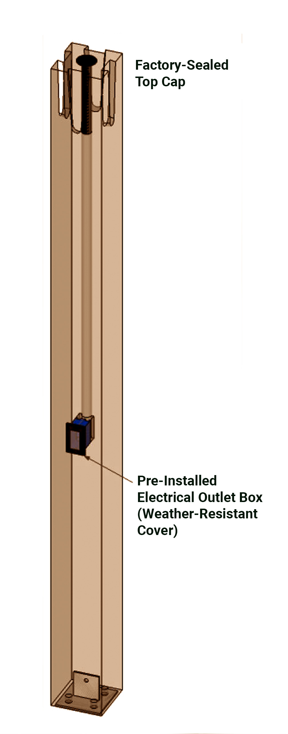 ISO view of TimberVolt™ Firefly™ showing pre-installed upper outlet