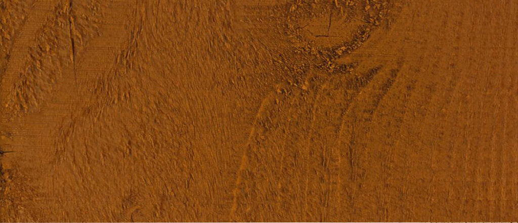 Close-up of Rich Sequoia timber stain in reddish-brown tone
