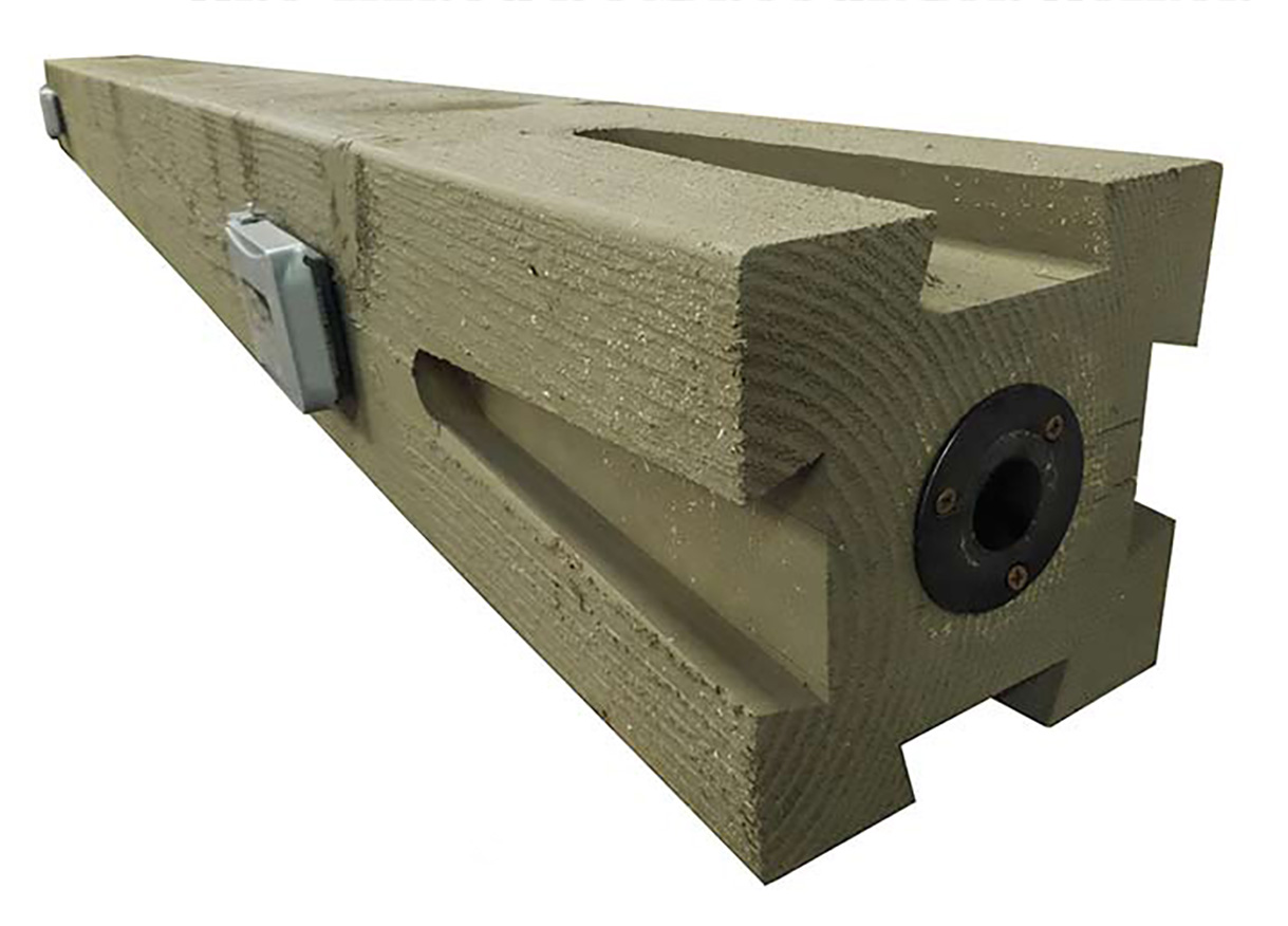 Pre-wired TimberVolt® power post with internal conduit and outlet access