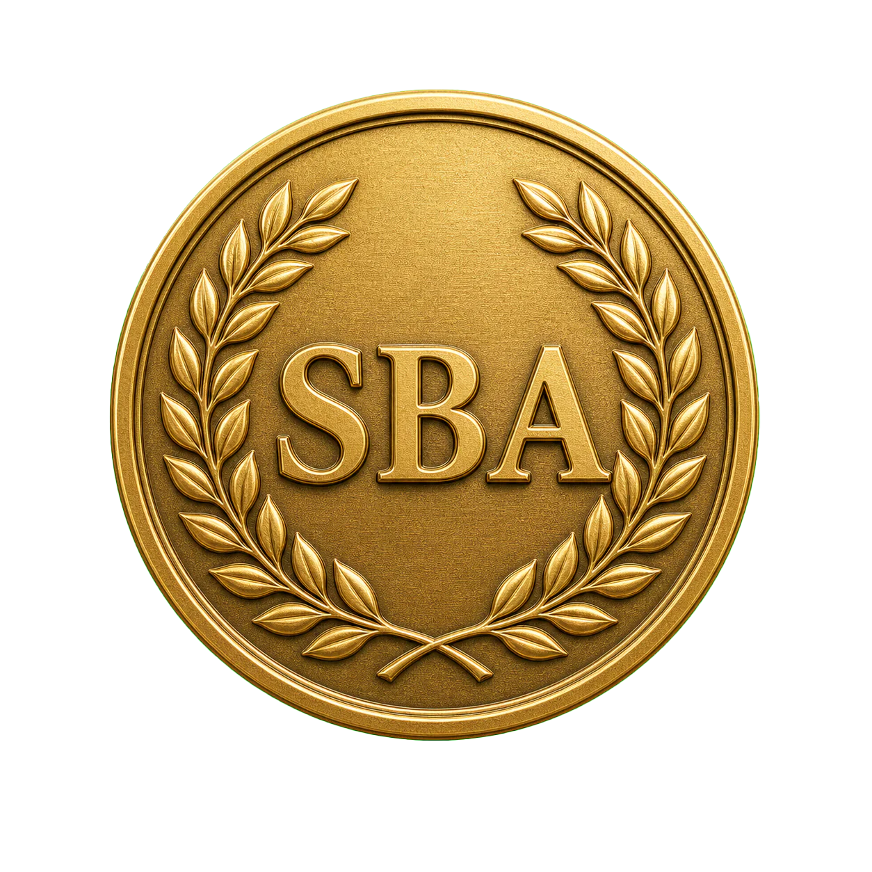 Gold SBA award medallion with laurel wreath