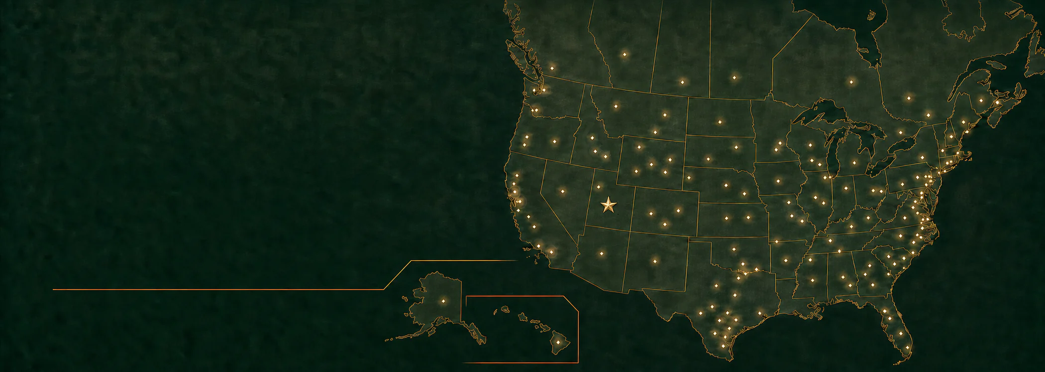 Map showing Western Timber Frame outdoor structure projects across all 50 states and Canada