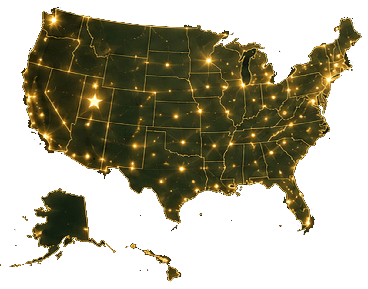 Map showing Western Timber Frame projects across the United States